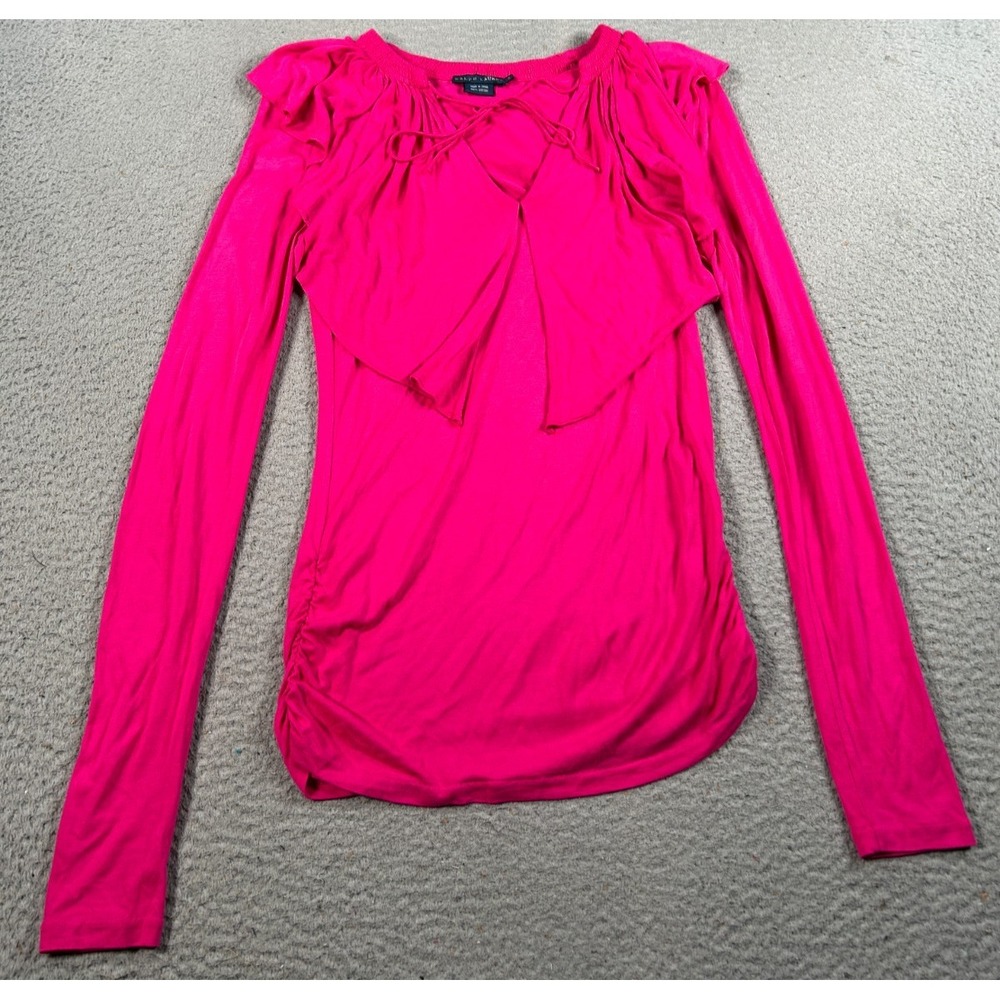 Ralph Lauren Blouse Top Women's Small Pink Tunic Ruffled Classic Minimalist Chic